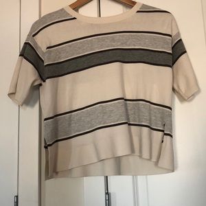 Cropped Stripe Loft Short Sleeve Sweater Sz XS